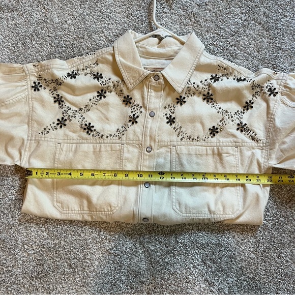We the Free womens Star Studded Shirt cream embellished western button up L - Picture 4 of 15